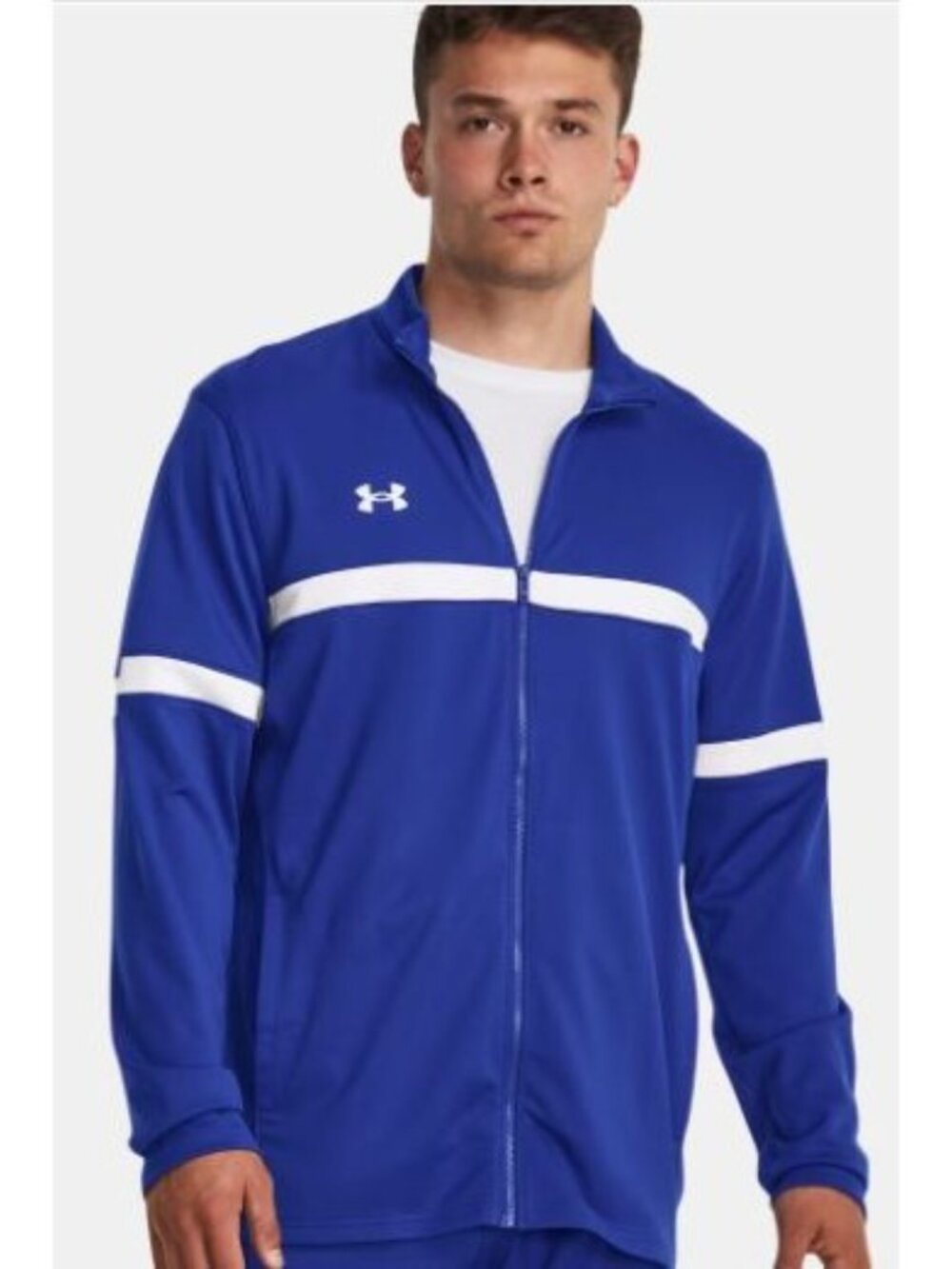 New Mens XLT Under Armour Knit Warm Up Jacket Royal Blue and White Zip Up 137688